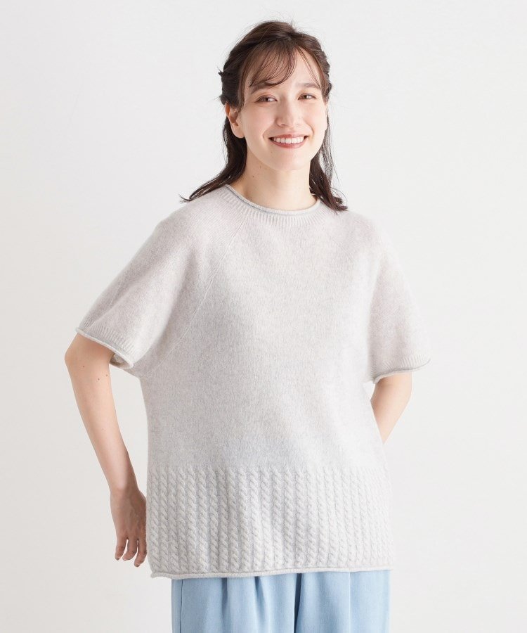 LAURA ASHLEY HOME 【日本製/ワンマイルウエア/メリノウール混100%】 半袖プルオーバー ローラ アシュレイ トップス ニット イエロー
