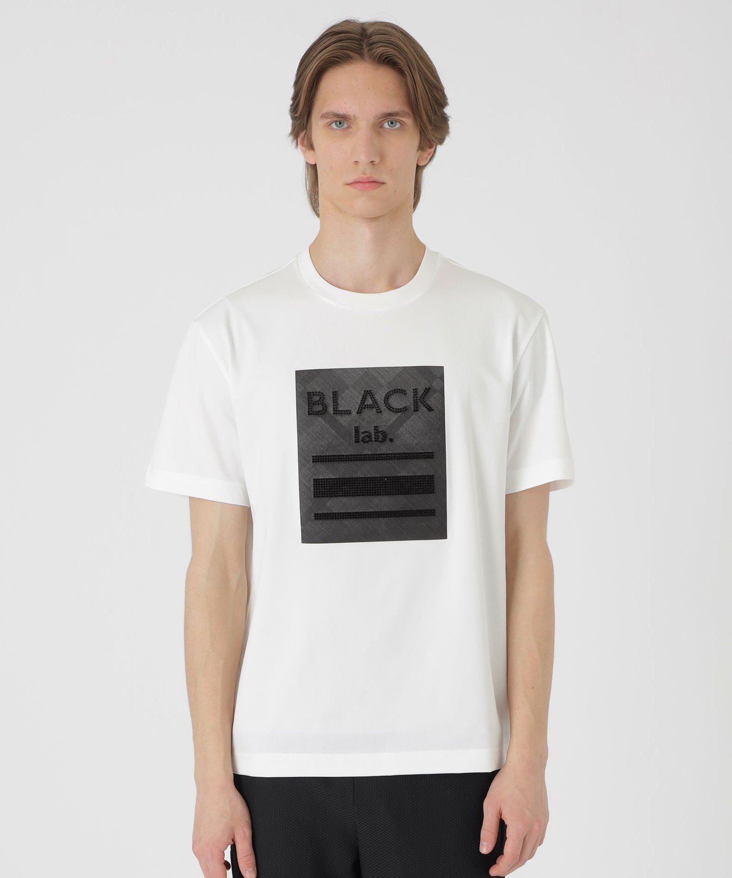 BLACK LABEL CRESTBRIDGE 【BLACK lab.】テクスチャーミックスグラフィックTシャツ ブルーレーベル / ブラックレーベル・クレストブリッジ トップス その他のトップス ブラック ホワイト ピンク【送料無料】（楽天・Rakuten Fashion）