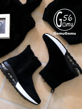 Noubel Voug Relax Gomu56(ゴムゴム)ふわふわニット厚底エアーソールハイカットスニーカー ヌーベルヴォーグ リラックス シューズ スニーカー/スリッポン ブラック ブラウン カーキ イエロー レッド【送料無料】
