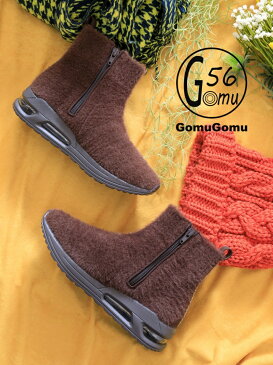 Noubel Voug Relax Gomu56(ゴムゴム)ふわふわニット厚底エアーソールハイカットスニーカー ヌーベルヴォーグ リラックス シューズ スニーカー/スリッポン ブラック ブラウン カーキ イエロー レッド【送料無料】