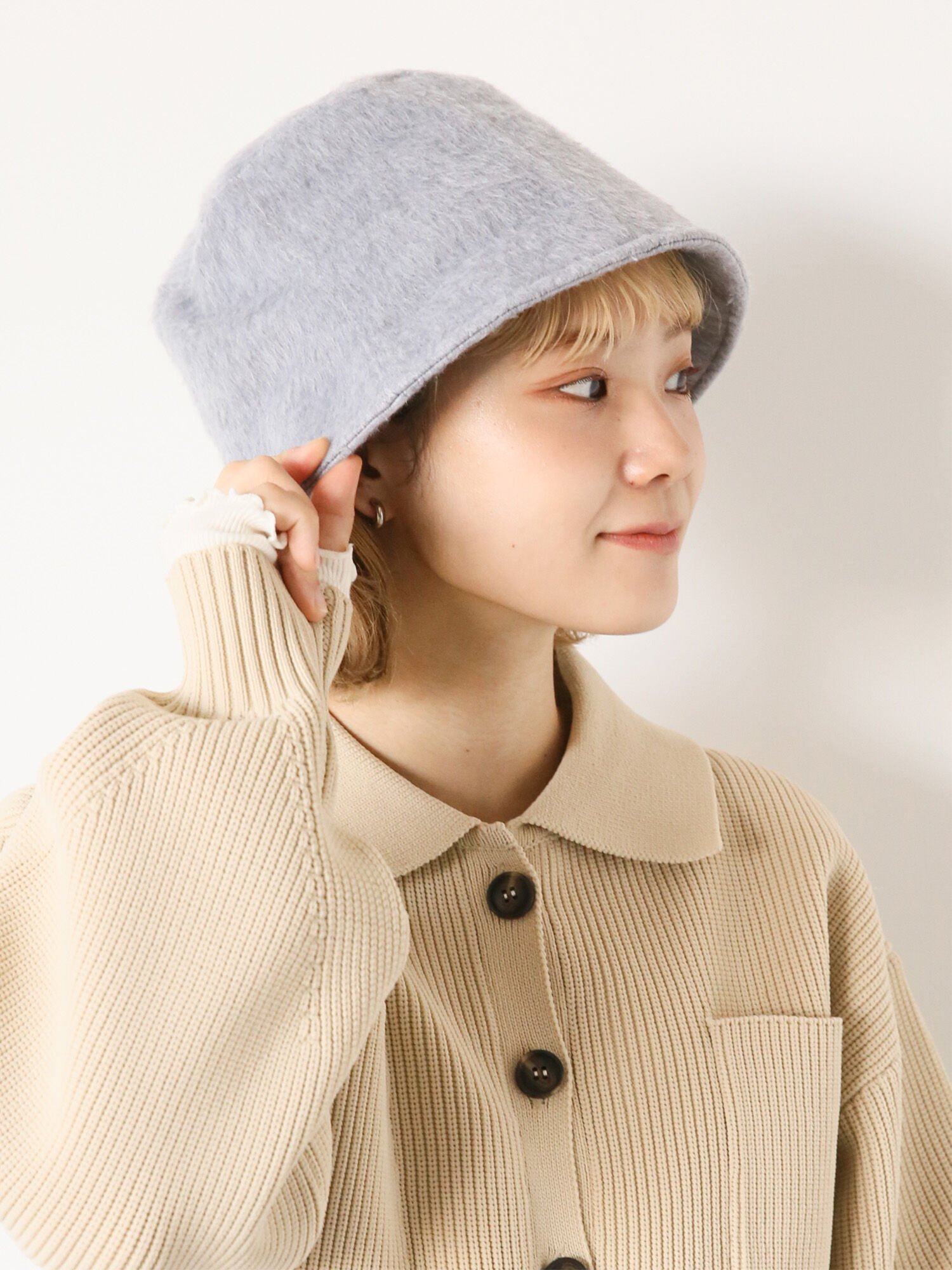 【SALE／30%OFF】ehka sopo シャギーチューリップバケットハット エヘカソポ 帽子 ハット グレー ホワイト ブラウンのサムネイル