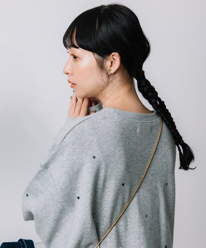 【SALE／70%OFF】FREAK'S STORE メタリック ミニハートスウェット 24AW フリークスストア トップス スウェット・トレーナー グレー ブルーのサムネイル