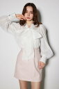 【SALE/40%OFF】rienda チュールボウタイネックトップス リエンダ トップス シャツ・ブラウス ホワイト ブルー ブラック ベージュ【送料無料】