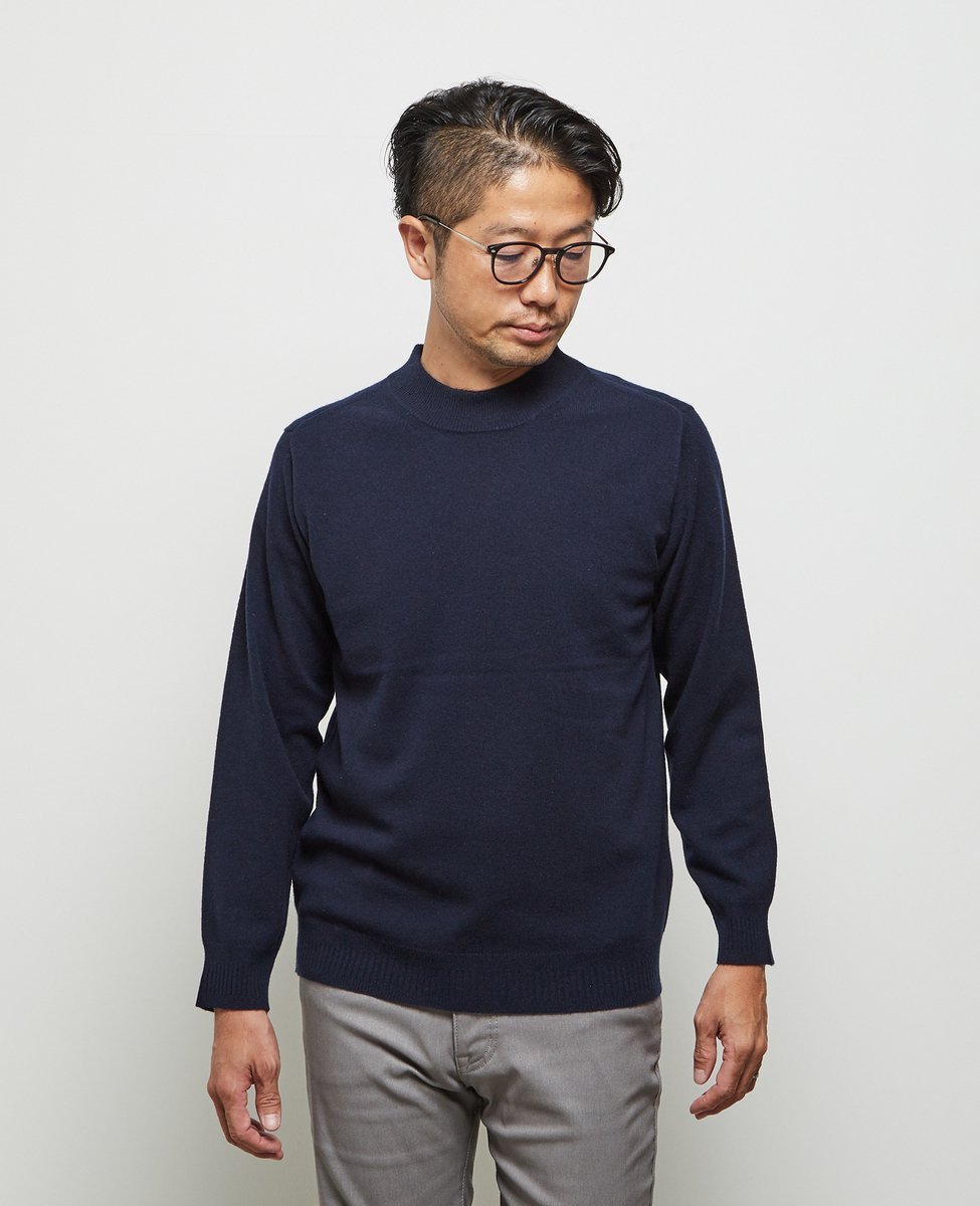 【SALE/50%OFF】MEN'S MELROSE ウォッシャブルカシミヤモックネックニット メンズメルローズ トップス ニット ネイビー ブラック グレー【送料無料】