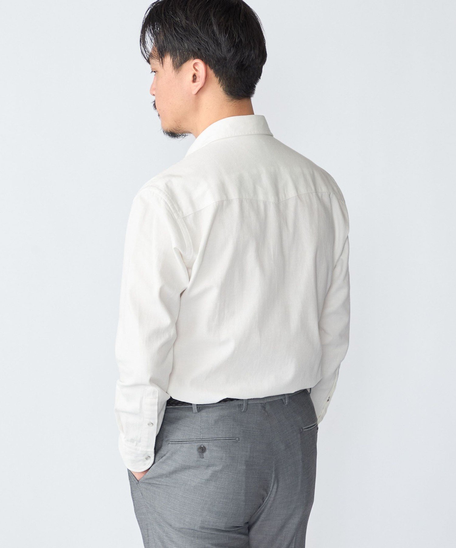 MEN SHIPS: ウォッシュド ホワイト デニム ウエスタン シャツ シップス トップス シャツ・ブラウス ホワイト
