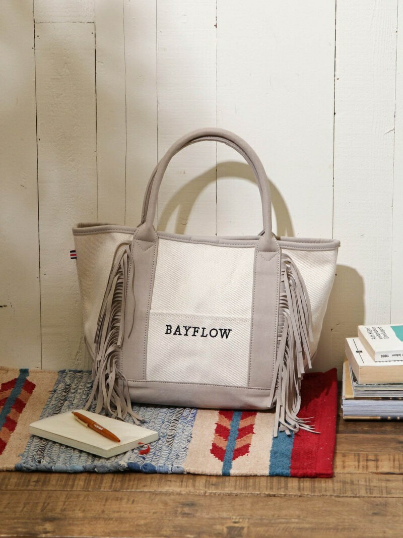 BAYFLOW (W)20SFSフリンジロゴM ベイフロー バッグ トートバッグ グレー ベージュ