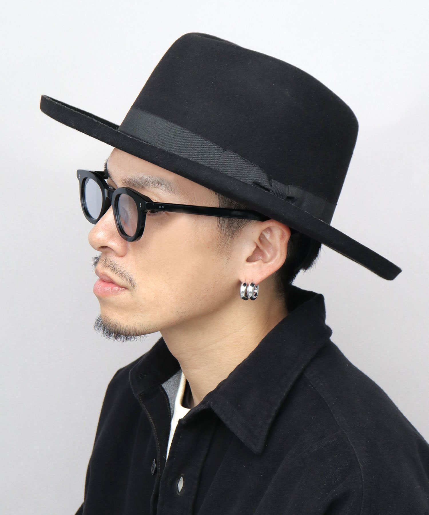 ReqHatter フラット ブリムアップ ロング 中折れハット / ウール フェルトハット エー.エム.エス. 帽子 ハット ブラック ベージュ ブラウン【送料無料】