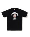 A BATHING APE BLEACHED BAPE CHECK COLLEGE TEE ア ベイシング エイプ トップス カットソー Tシャツ ブラック ホワイト【送料無料】