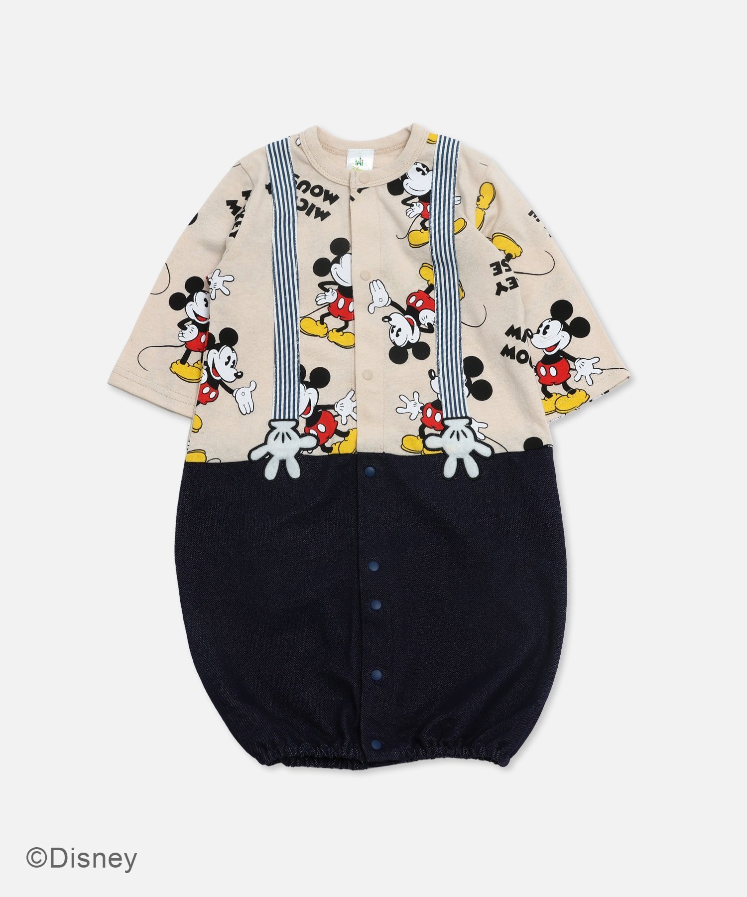 ディズニー　ベビー服 Disney ＜ディズニー/ミッキーマウス＞長袖ツーウェイオール チルツー マタニティウェア・ベビー用品 ロンパース・カバーオール ホワイト グレー