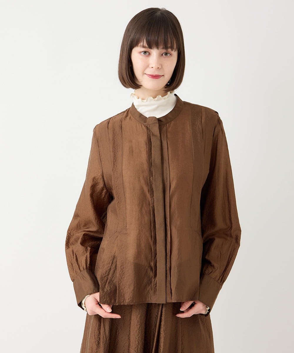 HIROKO BIS（小さいサイズ） 【小さいサイズ】シアーフラワーエンボスブラウス メゾンドゥサンク トップス シャツ・ブラウス ブラウン ブラック