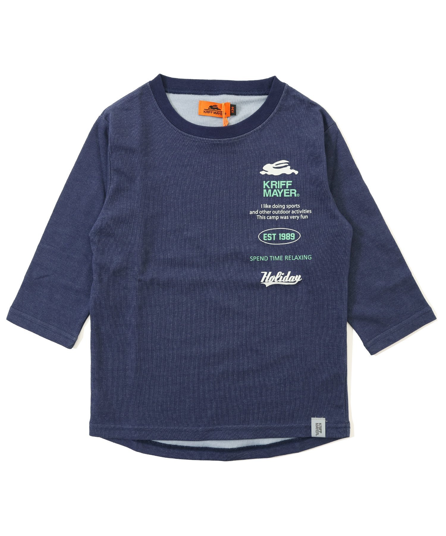 【SALE/20%OFF】KRIFF MAYER (K)カラッと七分袖T(縦ロゴ) クリフメイヤー トップス カットソー・Tシャツ カーキグリーン イエロー ネイビー オレンジ