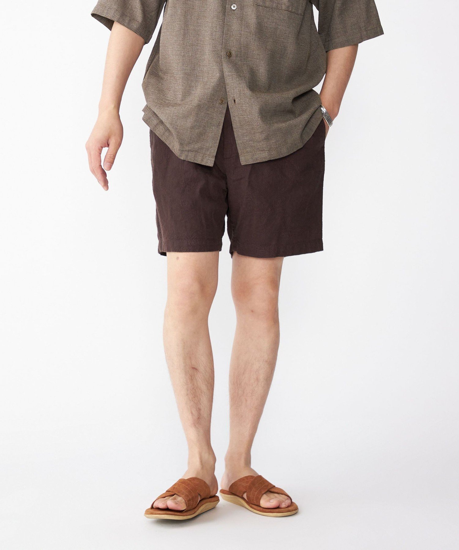 【SALE／60%OFF】SHIPS MEN SHIPS: インディアン エンブロイダリー ショーツ シップス パンツ その他のパンツ ベージュ ブラウン ネイビー【送料無料】