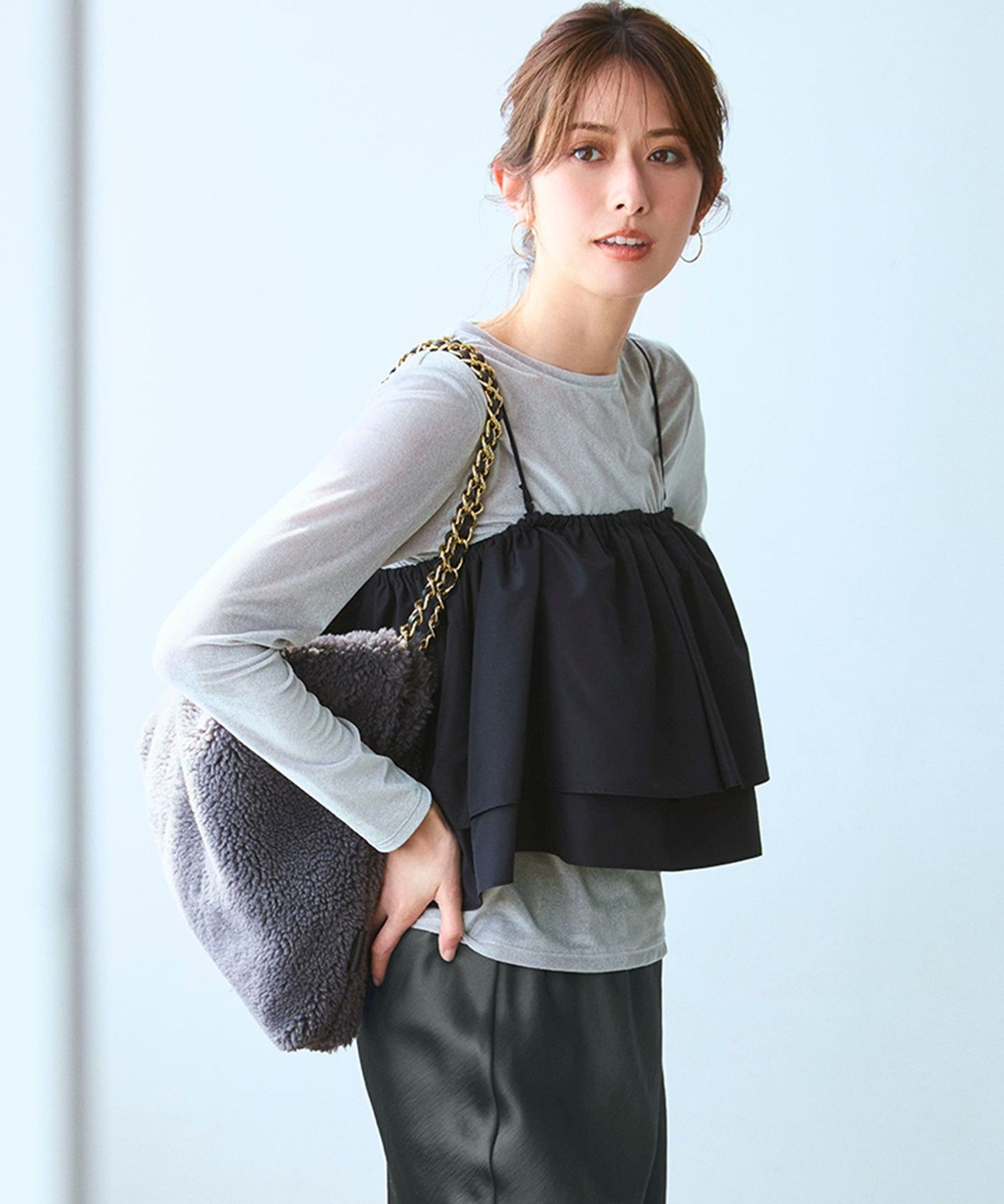 23区 S 【洗える】マルチタフタ ビスチェ ニジュウサンク トップス カットソー・Tシャツ ブラック