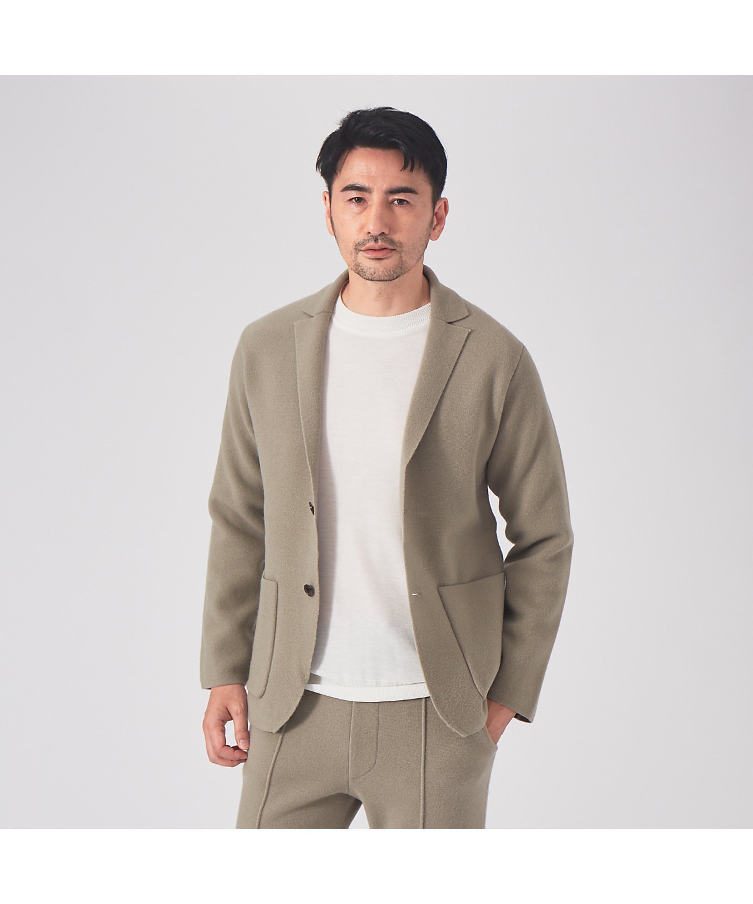 【SALE／50%OFF】DESIGNWORKS 【LEON別注/セットアップ対応】ラムウールミラノリブ縮絨 ニットジャケット デザインワークス ジャケット・アウター その他のジャケット・アウター ブラック グレー【送料無料】