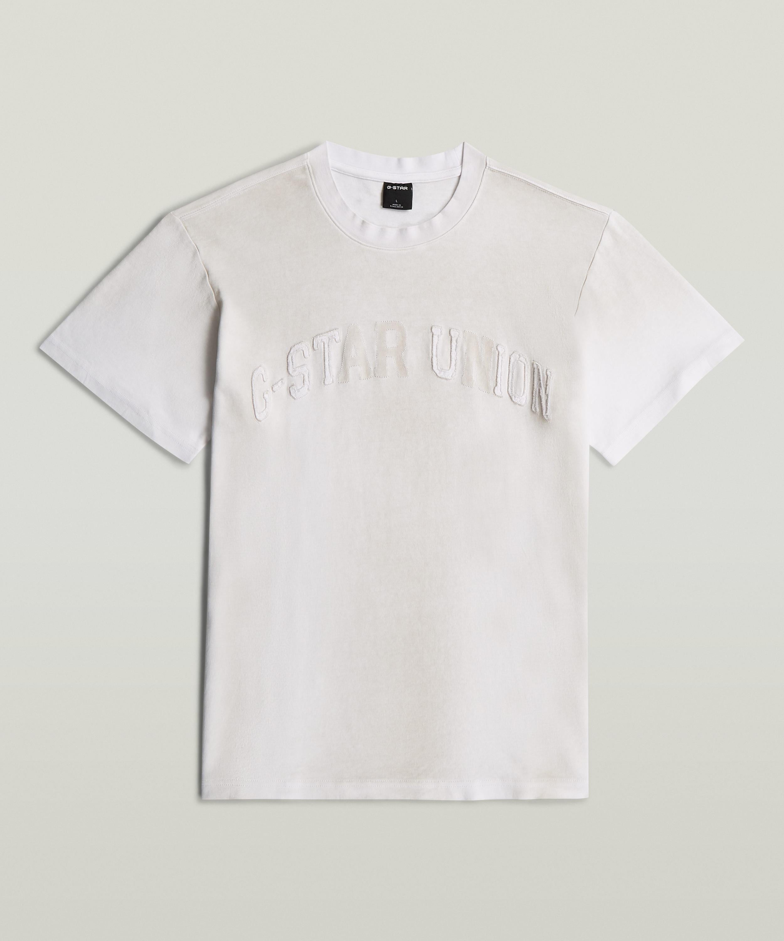 【公式ショップ】Sunfaded Applique Loose T-Shirt/ヴィンテージライクサンフェード加工アップリケロゴルーズTシャツ ジースターロゥ トップス カットソー・Tシャツ ホワイト
