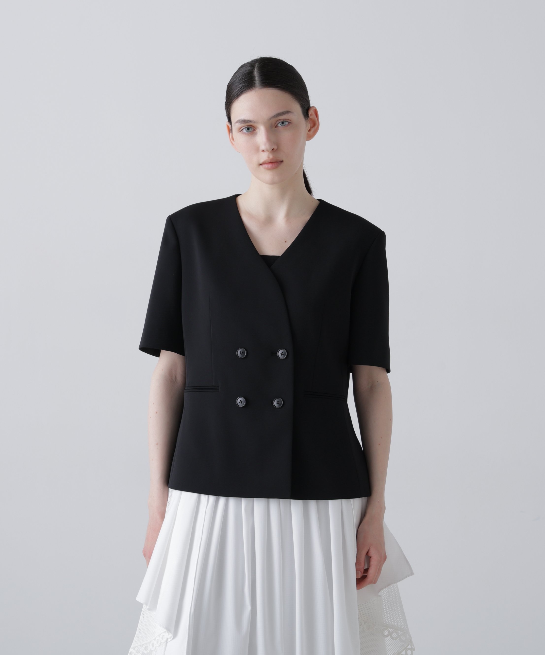 【SALE／60%OFF】ADORE ストレッチジョーゼットジャケット アドーア ジャケット・アウター その他のジャケット・アウター ブラック ブルー【送料無料】