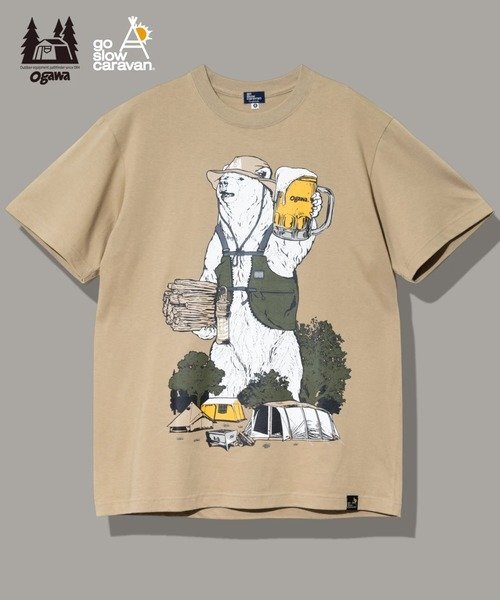 ogawa×gsc キャンパークマ S/S TEE (MENS) ゴースローキャラバン トップス シャツ・ブラウス グレー ベージュ