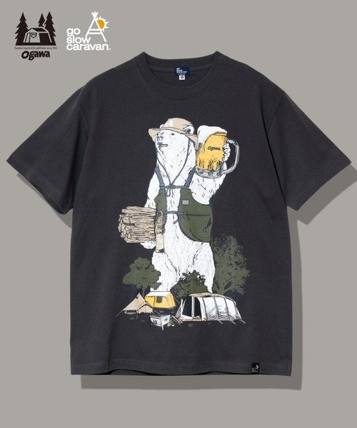 ogawa×gsc キャンパークマ S/S TEE (MENS) ゴースローキャラバン トップス シャツ・ブラウス グレー ベージュ