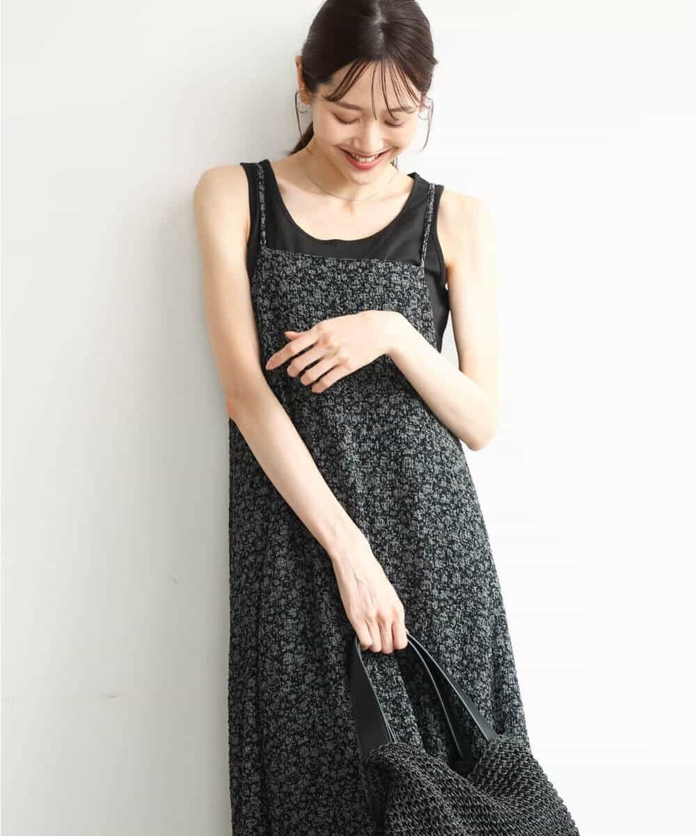 MK MICHEL KLEIN [洗える]前後2way花柄シアーキャミワンピース エムケーミッシェルクラン ワンピース・ドレス ワンピース ホワイト