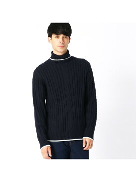 【SALE／50%OFF】COMME CA ISM ケーブル柄タートルネックプルオーバー コムサイズム ニット ニットタートル ブラウン ネイビー