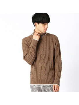 【SALE／50%OFF】COMME CA ISM ケーブル柄タートルネックプルオーバー コムサイズム ニット ニットタートル ブラウン ネイビー