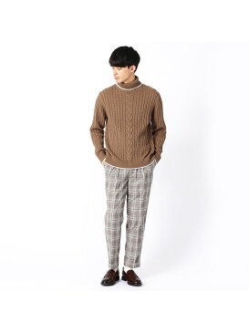 【SALE／50%OFF】COMME CA ISM ケーブル柄タートルネックプルオーバー コムサイズム ニット ニットタートル ブラウン ネイビー