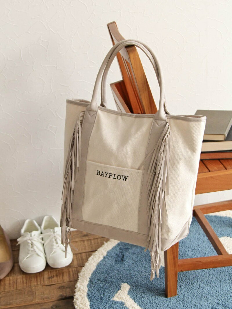 BAYFLOW (W)20SFSフリンジロゴL ベイフロー バッグ トートバッグ グレー ベージュ【送料無料】