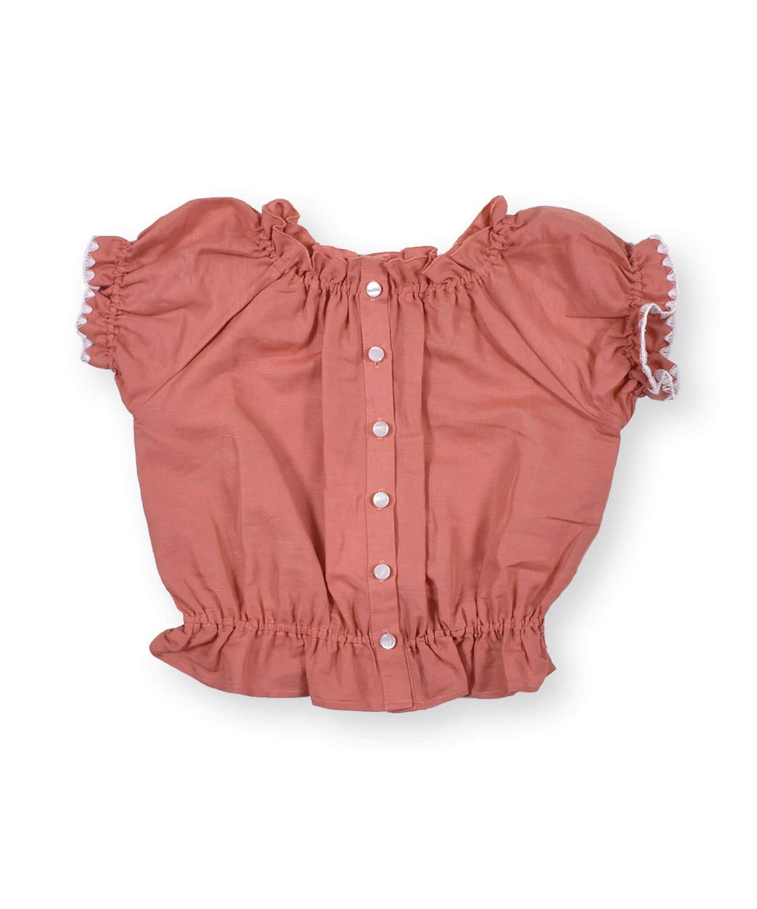 【SALE／30%OFF】BeBe 【 1993 アーカイブ 】 前後着用可能 スラブ ガーゼ ブラウス (100~150cm) ベベ オンライン ストア トップス シャツ・ブラウス オレンジ ホワイト【送料無料】のサムネイル