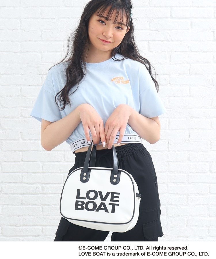 PINK-latte 【LOVE BOAT】ミニボストン/ショルダーバック ピンク ラテ バッグ ショルダーバッグ ホワイト ブラックのサムネイル