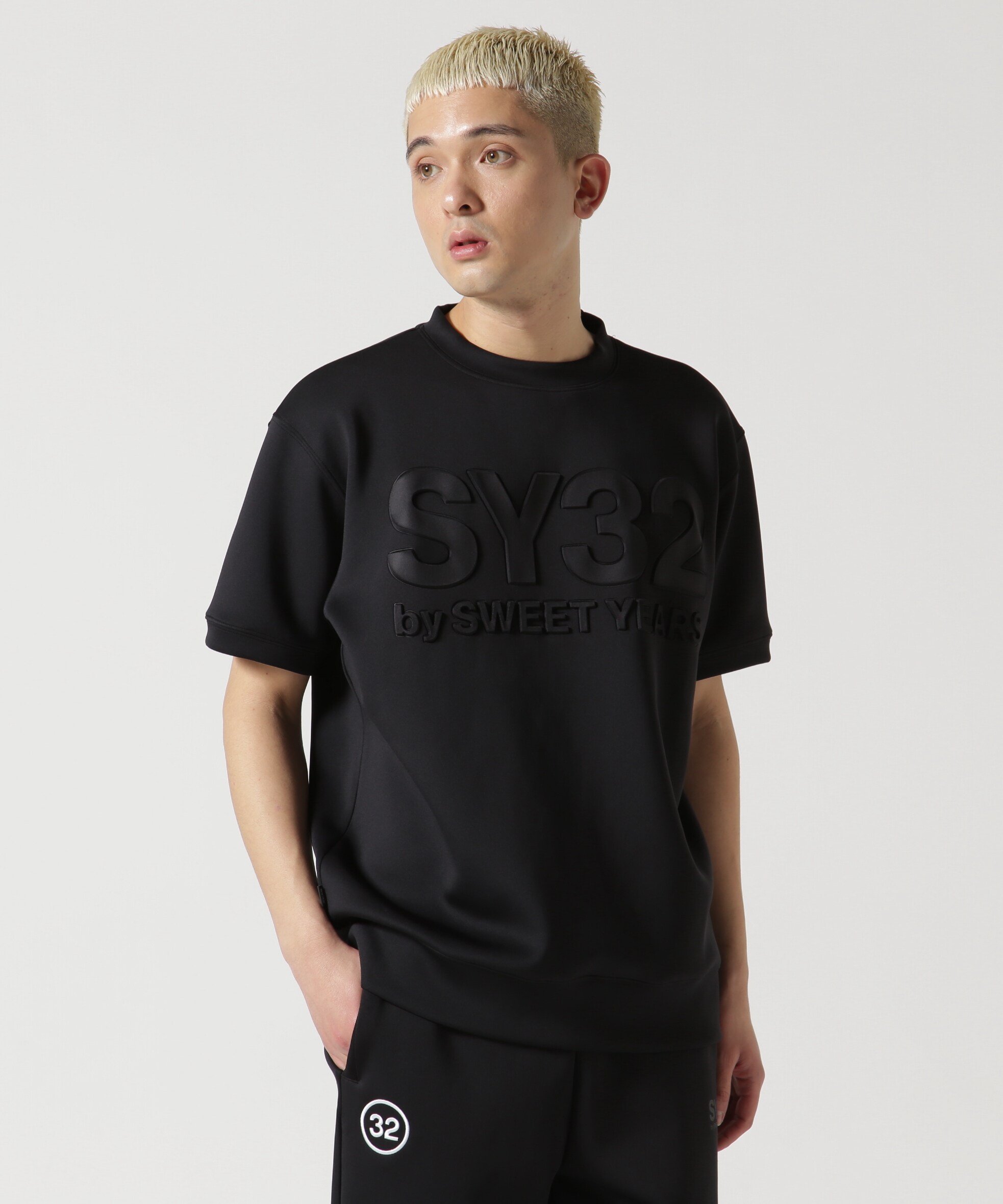 ROYAL FLASH SY32 by SWEET YEARS/DOUBLE KNIT EMBOSS LOGO TEE ロイヤルフラッシュ トップス カットソー・Tシャツ ブラック ホワイト【送料無料】