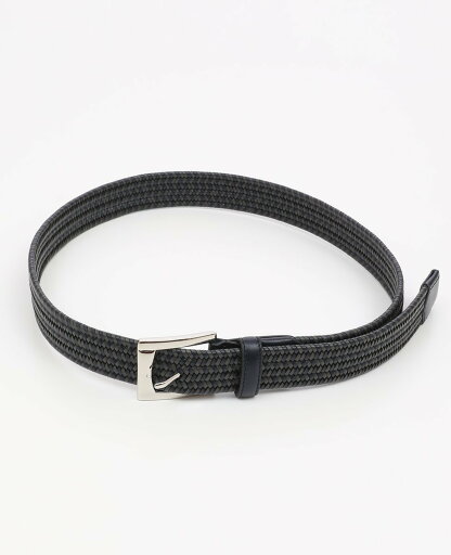 MEN'S MELROSE ツートンレザーゴムメッシュベルト メンズメルローズ ファッション雑貨 ベルト ブラック ネイビー【送料無料】 MEN'S MELROSE ツートンレザーゴムメッシュベルト メンズメルローズ ファッション雑貨 ベルト ブラック ネイビー【送料無料】