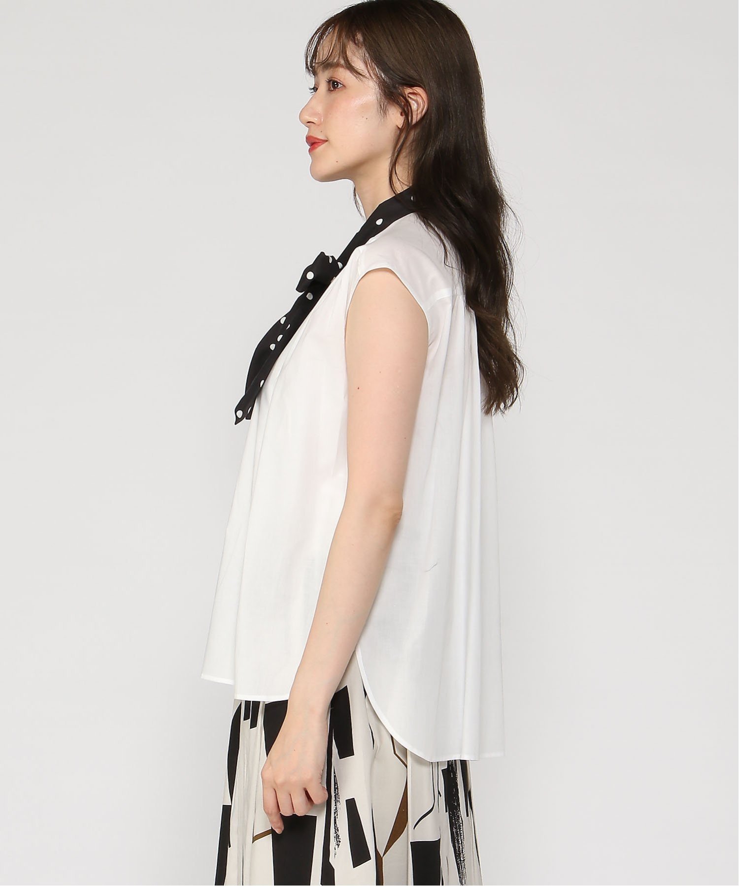 【SALE／30%OFF】Doubleface Tokyo ブラウス:ドットリボンタイブラウス ダブルフェーストーキョー トップス シャツ・ブラウス ブラック ホワイト【送料無料】