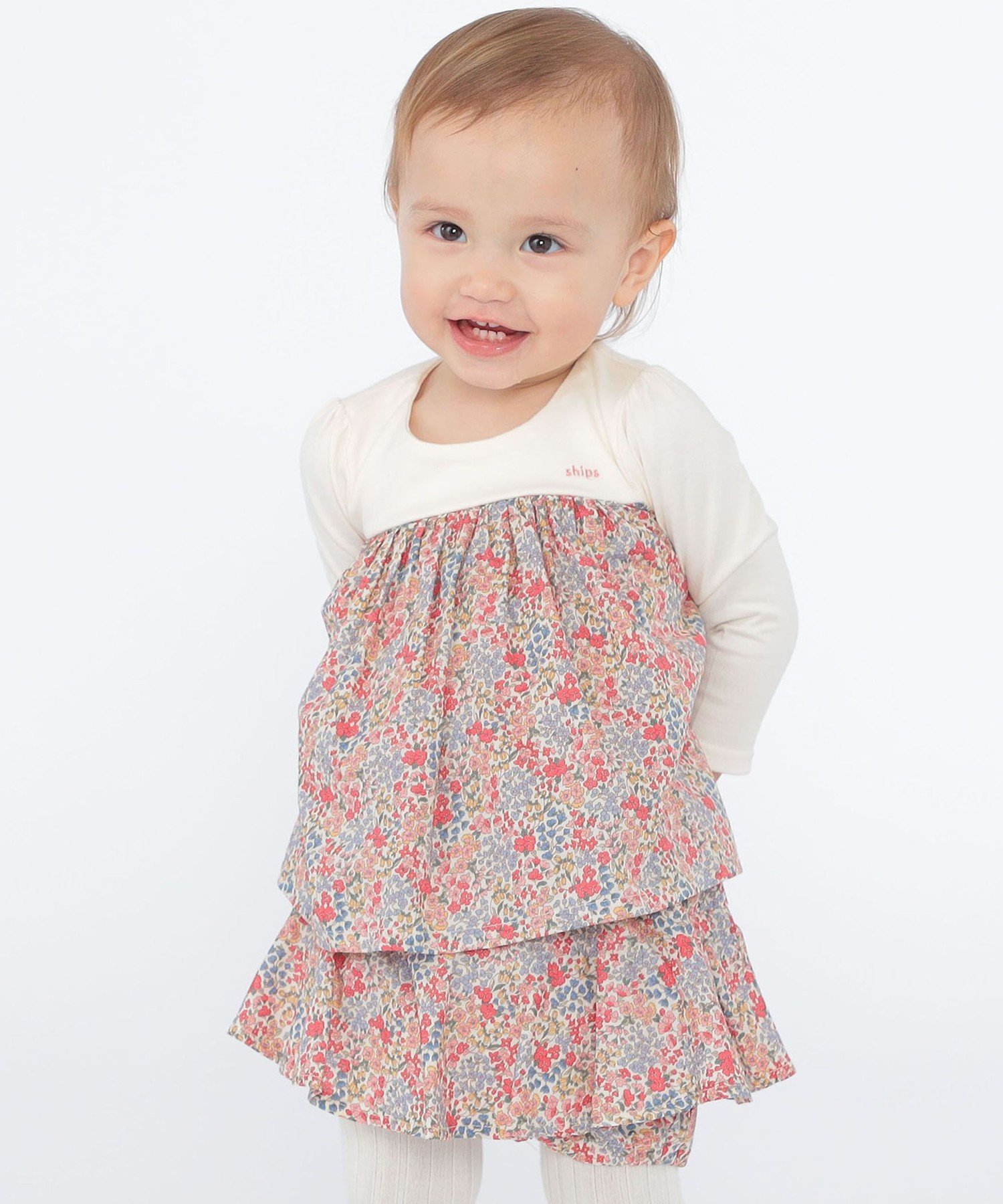 SHIPS KIDS SHIPS KIDS:70~80cm / フラワー 長袖 セット ロンパース シップス マタニティウェア・ベビー用品 ロンパース・カバーオール ピンク イエロー【送料無料】のサムネイル