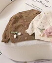 aimoha KIDS 【aimoha-KIDS-】ダイヤ柄透かし編みチューリプカーディガン アイモハ トップス カーディガン ピンク ホワイト ブラウン