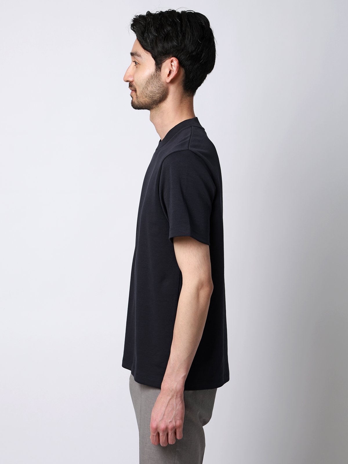 SUIT SQUARE Tシャツ 半袖 ウォッシャブル 吸水速乾 UVカット プレーティング天竺 無地 スーツ スクエア トップス カットソー・Tシャツ ネイビー