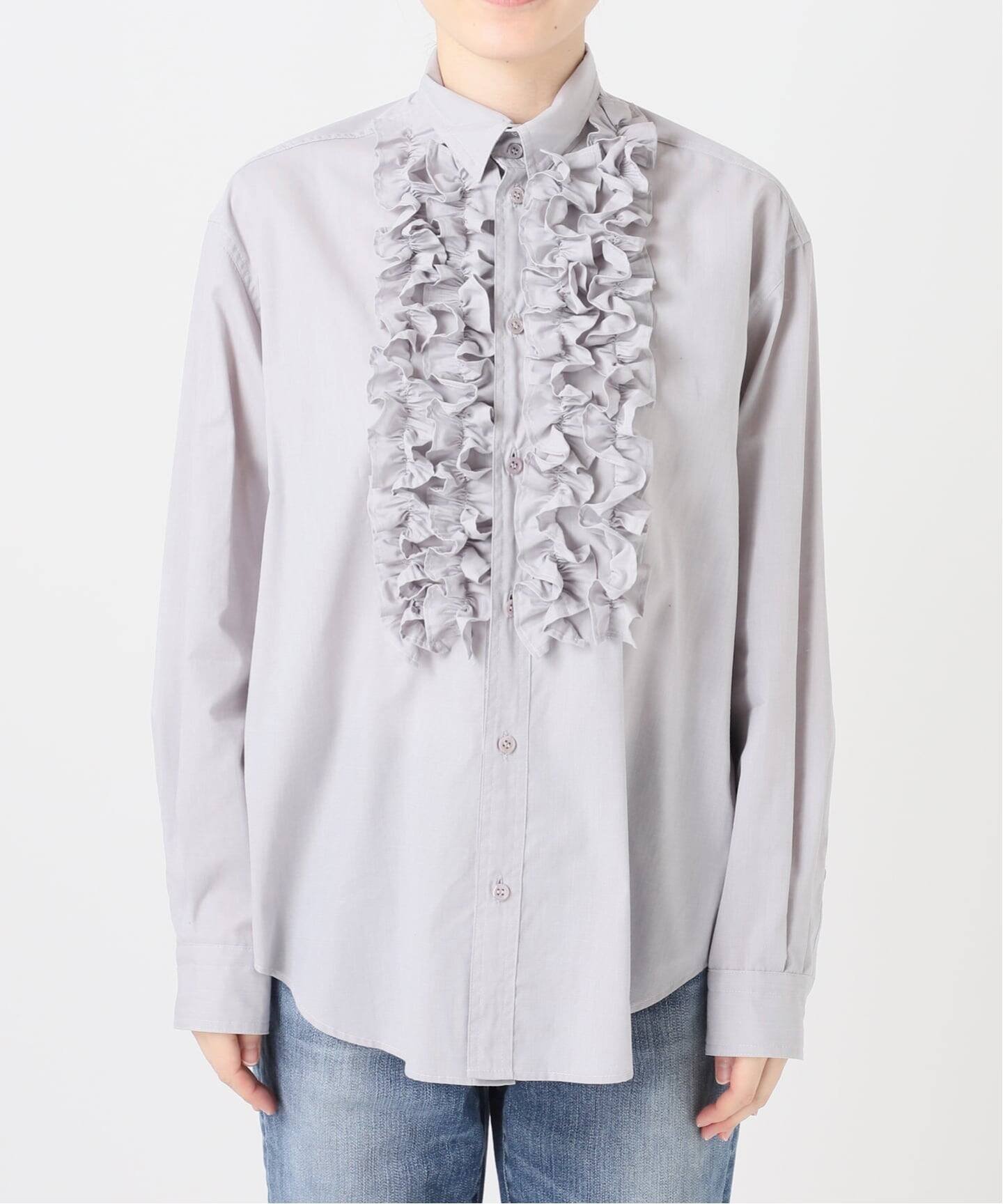 《一部店舗+WEB限定》Frilled Wing Collar Shirt スピックアンドスパン トップス シャツ・ブラウス グレー