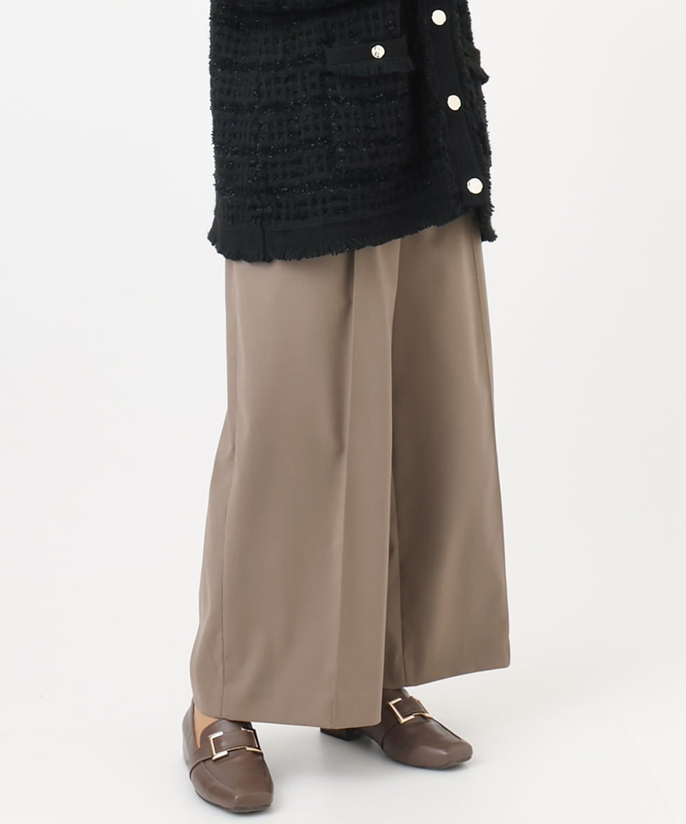 【大きいサイズ】ストレッチワイドパンツ エウルキューブ パンツ その他のパンツ ブラック ブラウン ピンク