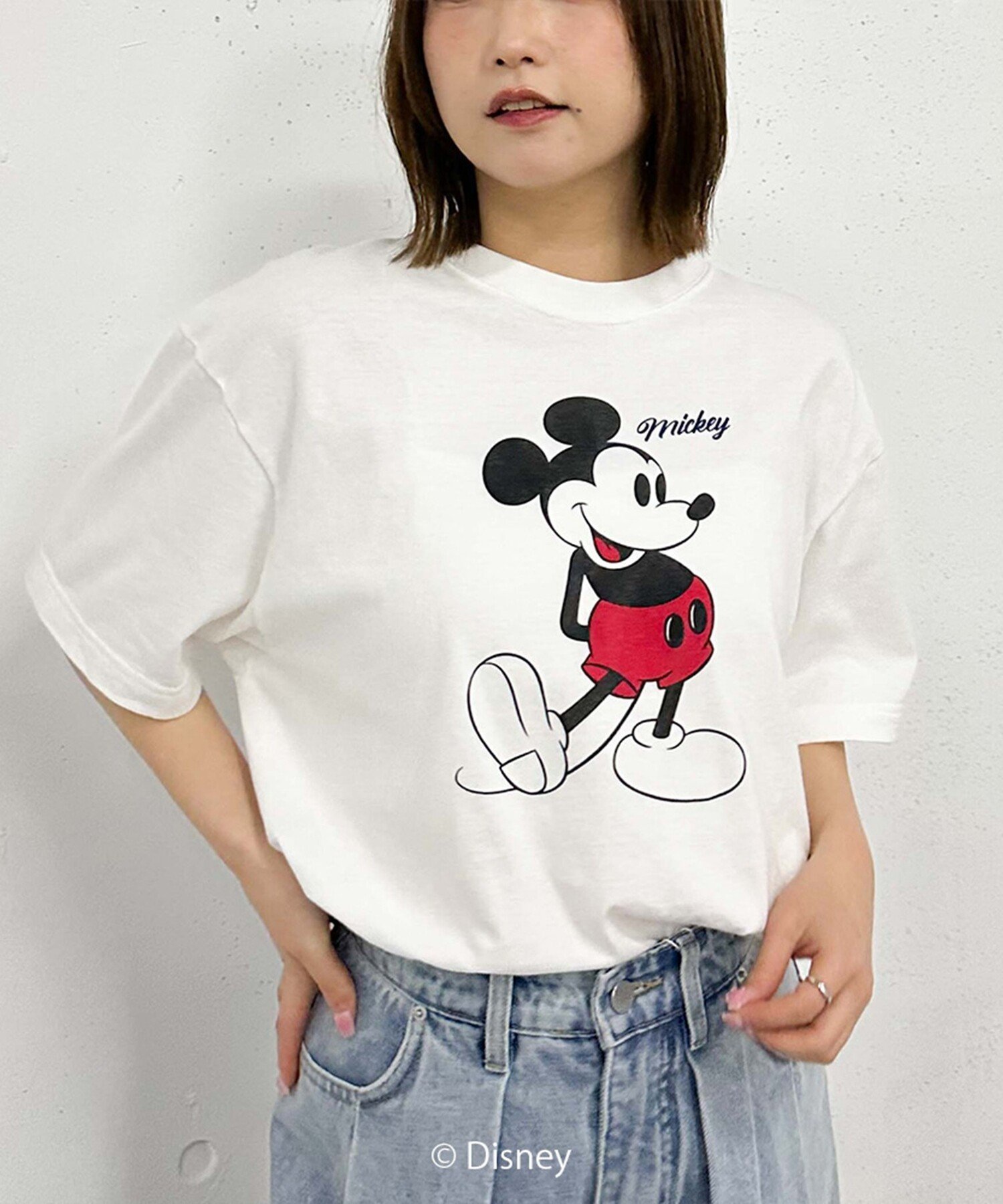 MICKEY MOUSE / Tshirt アルシーヴ トップス カットソー・Tシャツ グレー ホワイト