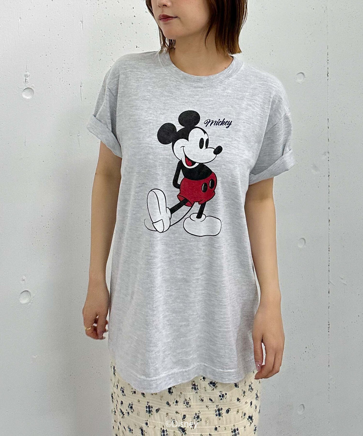 MICKEY MOUSE / Tshirt アルシーヴ トップス カットソー・Tシャツ グレー ホワイト