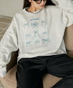 【SALE/10%OFF】PUBLUX リボン 刺繍 クルー スウェット 限定展開 25AW フリークスストア トップス スウェット・トレーナー グレー ブラッ...