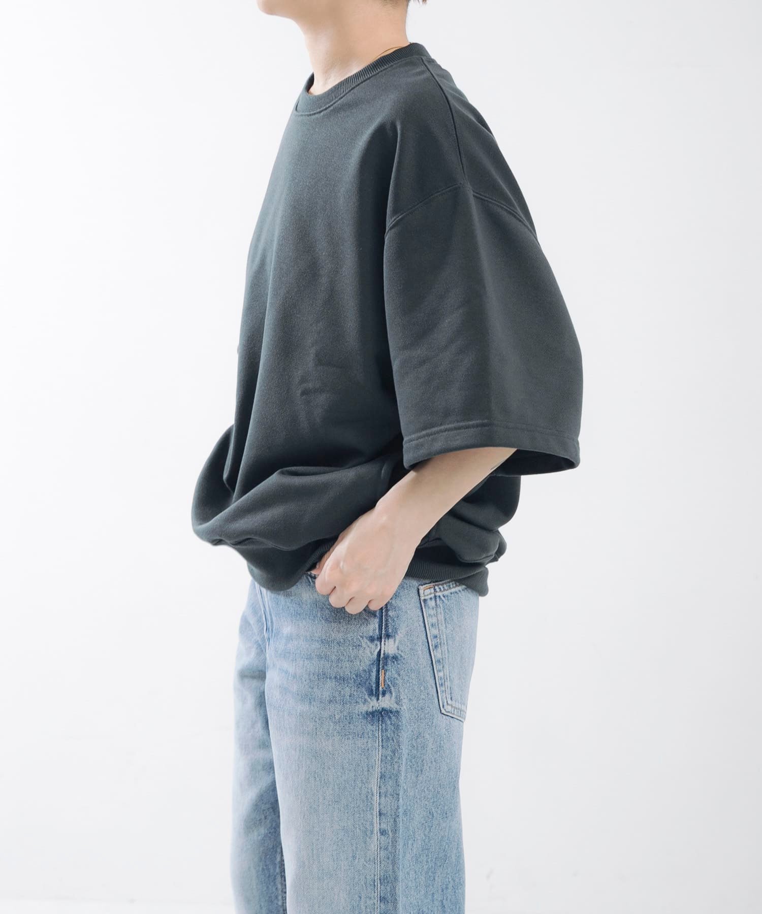 URBAN RESEARCH BUYERS SELECT DAIWA PIER39 Ws TECH SWEAT CREW S/S ユーアールビーエス トップス スウェット・トレーナー グレー ブラック【送料無料】