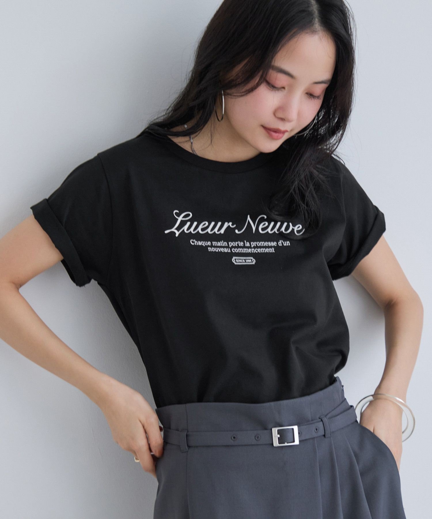 VIS コンパクトアソートプリントTシャツ ビス トップス カットソー・Tシャツ ホワイト ブラック グレー