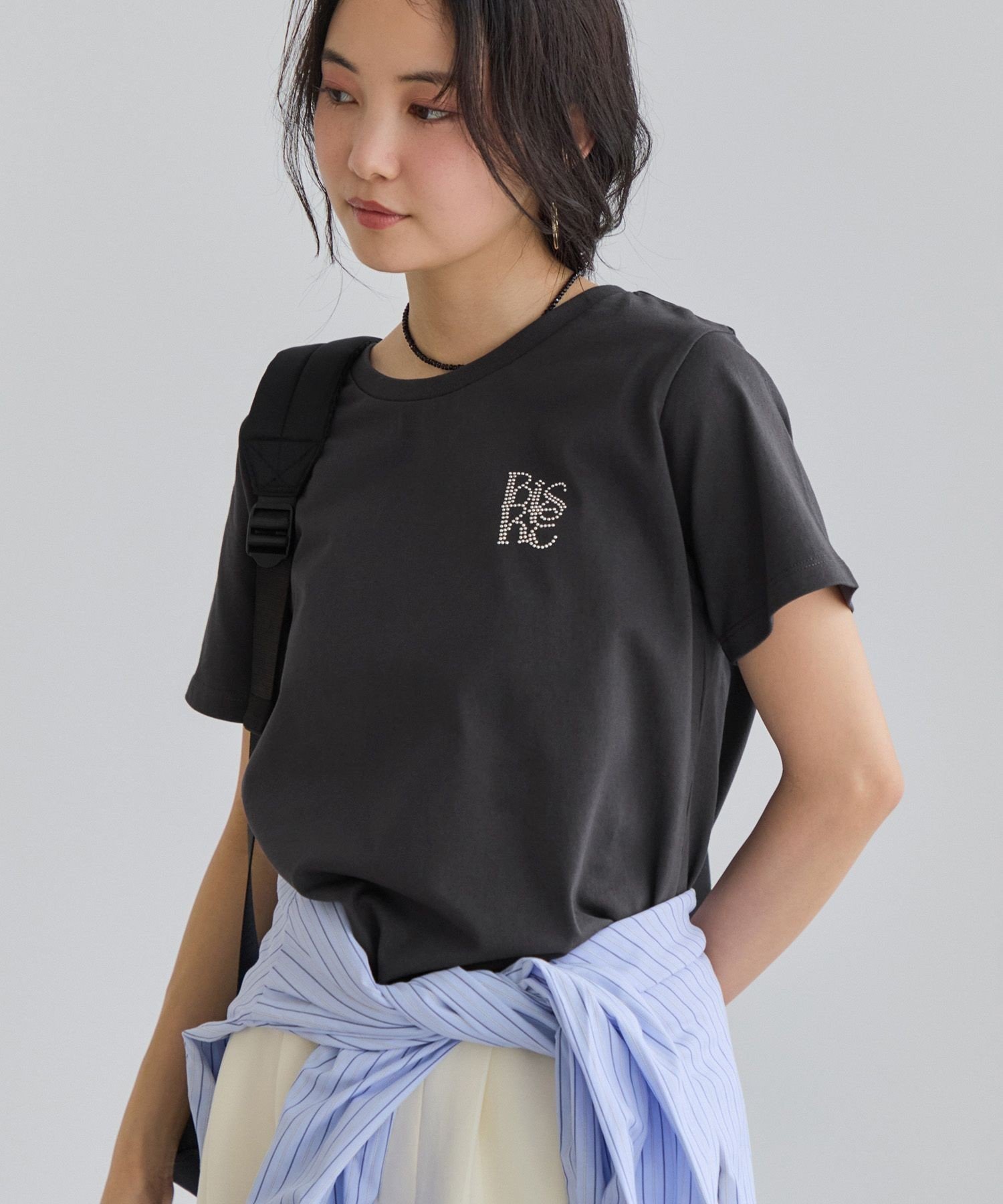 VIS コンパクトアソートプリントTシャツ ビス トップス カットソー・Tシャツ ホワイト ブラック グレー