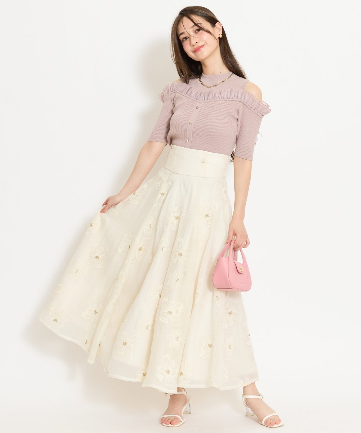 【SALE／40%OFF】WILLSELECTION フラワー刺繍シアースカート ウィルセレクション スカート その他のスカート ホワイト ピンク ベージュ【送料無料】