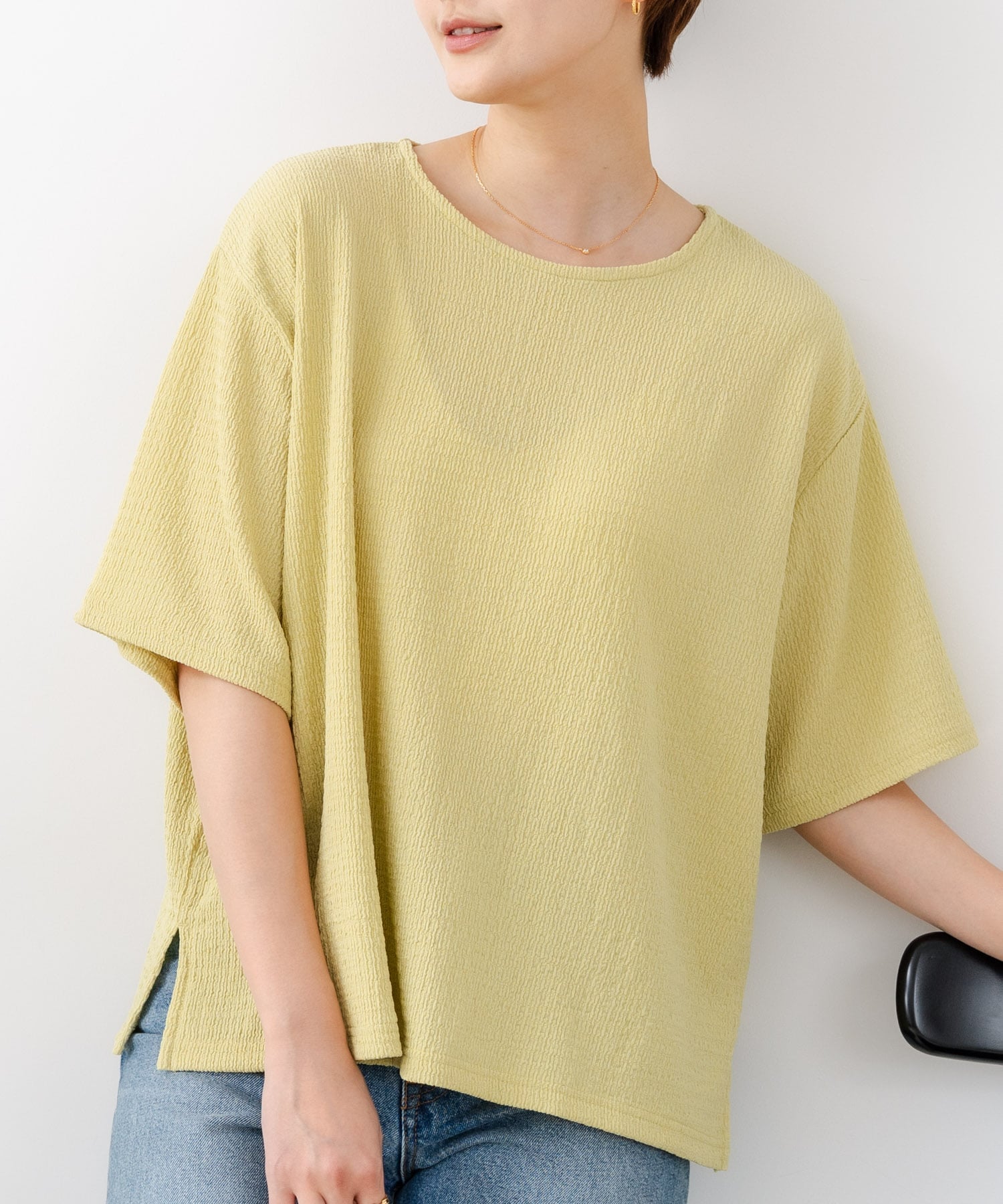 C-FORT POINT C-FORT POINT/(W)カット 楊柳 ワイド Tシャツ レディース ゆったり 接触冷感 体型カバー きれいめ カジュアル 春 夏 秋 ジーンズメイト トップス カットソー・Tシャツ グレー ホワイト ブルー グリーン