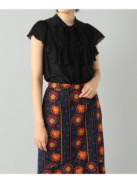 GRACE CONTINENTAL フリルヨークボウタイノースリーブ グレースコンチネンタル シャツ/ブラウス 半袖シャツ レッド ブラック【送料無料】