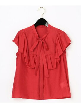 GRACE CONTINENTAL フリルヨークボウタイノースリーブ グレースコンチネンタル シャツ/ブラウス 半袖シャツ レッド ブラック【送料無料】