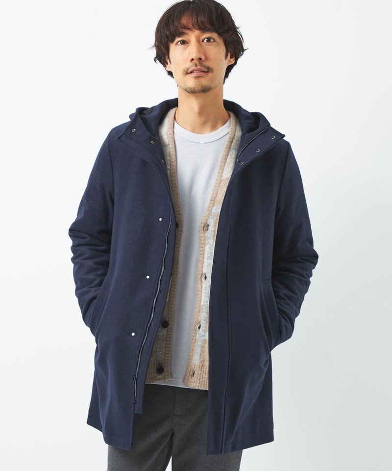 【SALE／70%OFF】UNITED ARROWS green label relaxing メルトン フードコート ユナイテッドアローズ アウトレット ジャケット・アウター その他のジャケット・アウター ブルー ブラウン【送料無料】