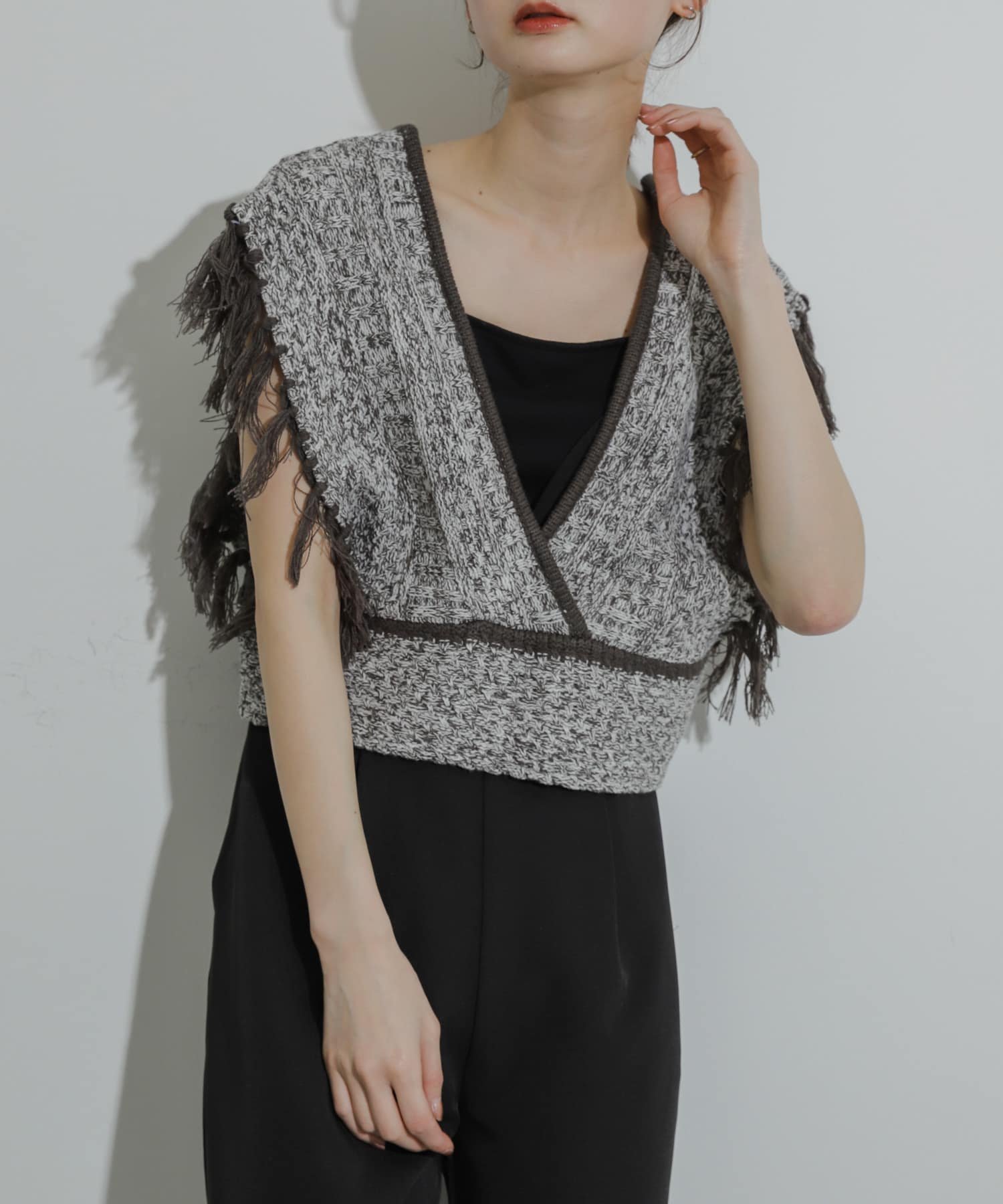 【SALE／50%OFF】SENSE OF PLACE フリンジニットベスト センス オブ プレイス トップス ベスト・ジレ ..