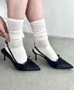 【SALE/20%OFF】Loueme ポインテッドトゥリボンヒールパンプス オケージョン 結婚式 シンプル アウトフィッターラボ シューズ・靴 パンプス シルバー ピンク ブラック【送料無料】
